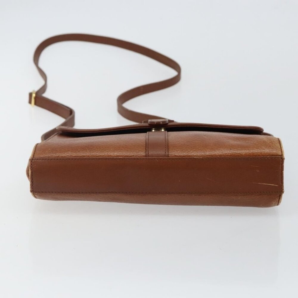 Authentic Burberrys Shoulder Bag Leather Brown Gold - Picture 12 of 16